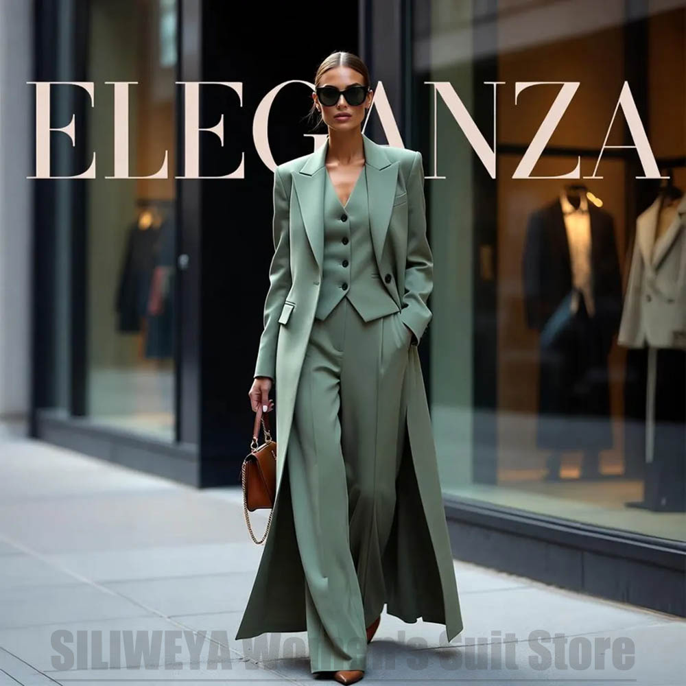 Women Formal Wear Outfits - ชุดสูทผู้หญิงสุดชิค แบบสามชิ้น ปกแหลม กระดุมเดียว เหมาะสำหรับงานปาร์ตี้ งานทางการ