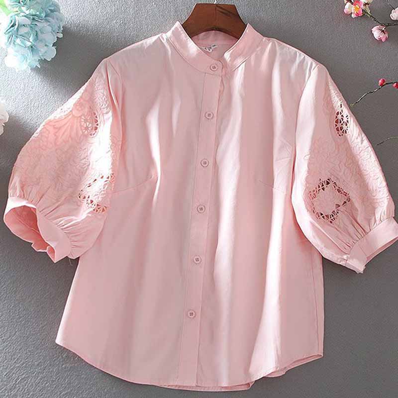 Women'S Formal Wear Suits - 2025 ฤดูร้อนผ้าฝ้าย Stand-up COLLAR Hollow OUT