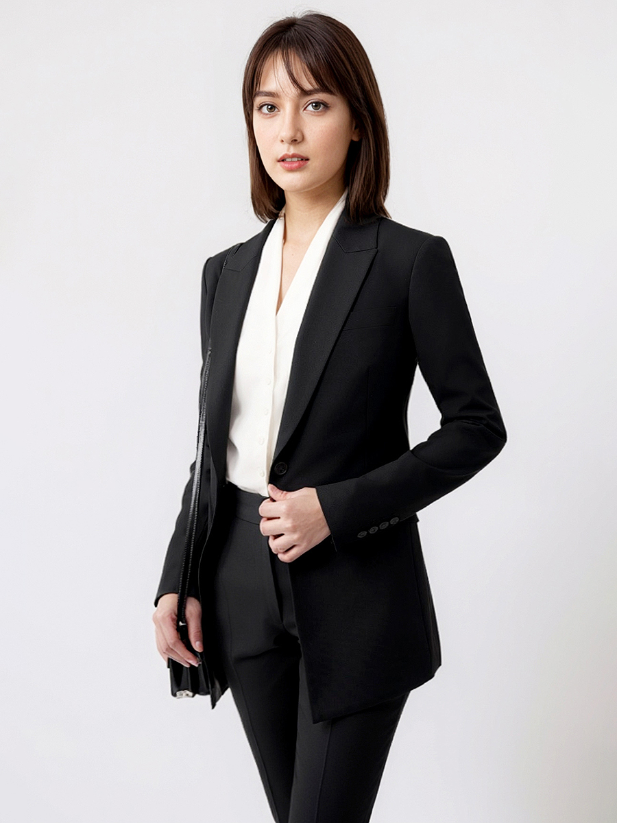 Women Formal Wear For Party - ผู้หญิงชุด Blazer กางเกง Office Lady ฤดูใบไม้ร่วงฤดูใบไม้ผลิสวมใส่อย่างเป็นทางการหรูหราสีดํา