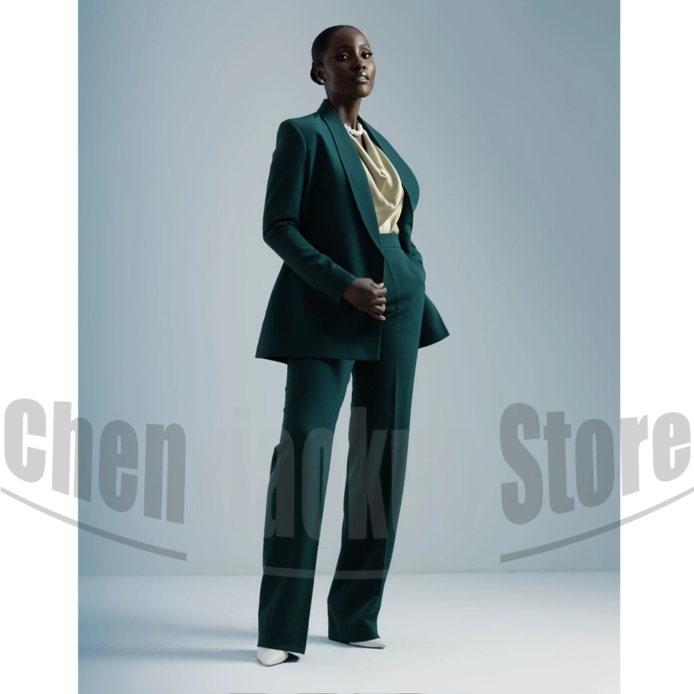 Women Formal Wear For Party - ชุดสูทผู้หญิง เสื้อเบลเซอร์คาดเข็มขัดและกางเกงขายาวทรงกว้าง 2 ชิ้น ชุดทำงานหรูหราสำหรับงานเลี้ยง ออกแบบปกเสื้อแบบ