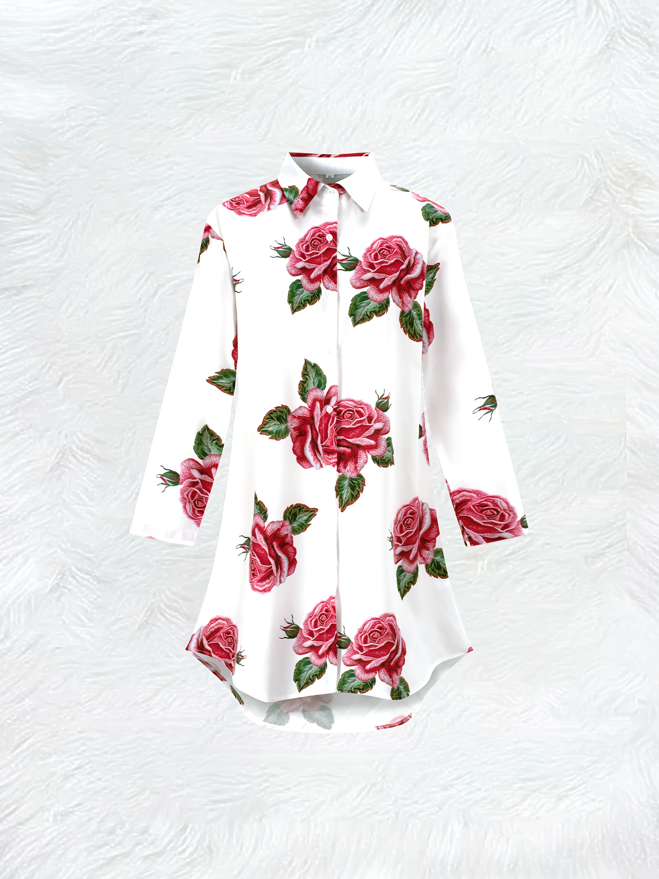 เดรสเชิ้ตแขนยาวลายดอกกุหลาบสีแ - Women'S Red Formal Wear บทวิจารณ์และราคา