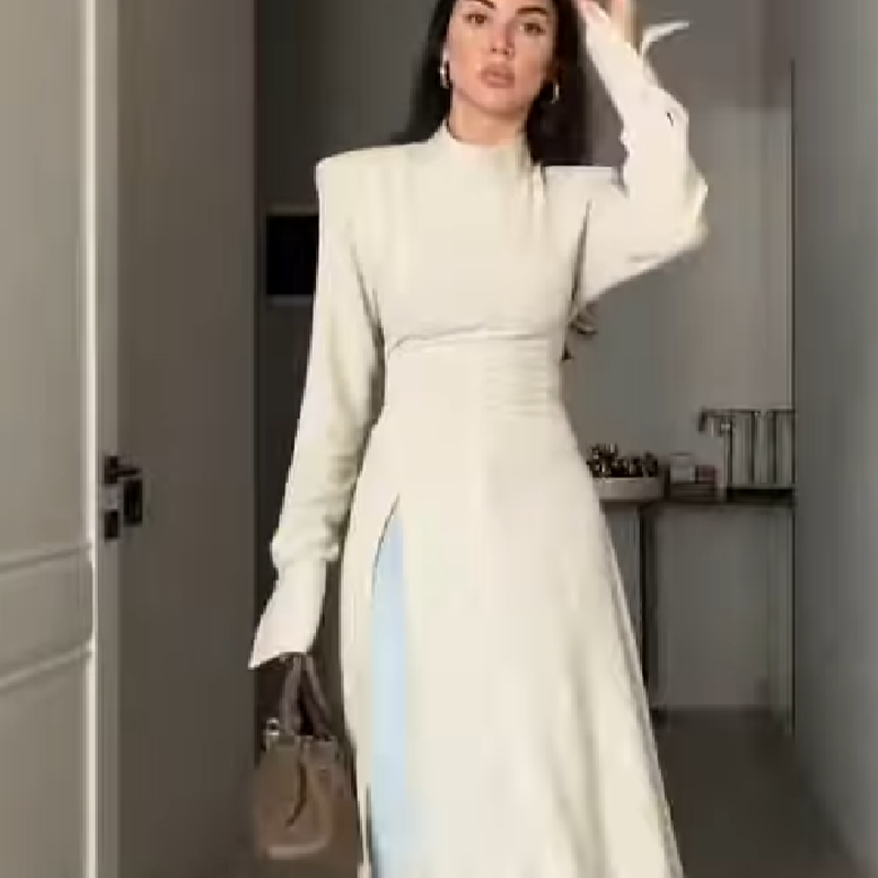 เดรสยาวคอสูงแขนยาวสำหรับผู้หญิ - Women Formal Wear Outfits บทวิจารณ์และราคา