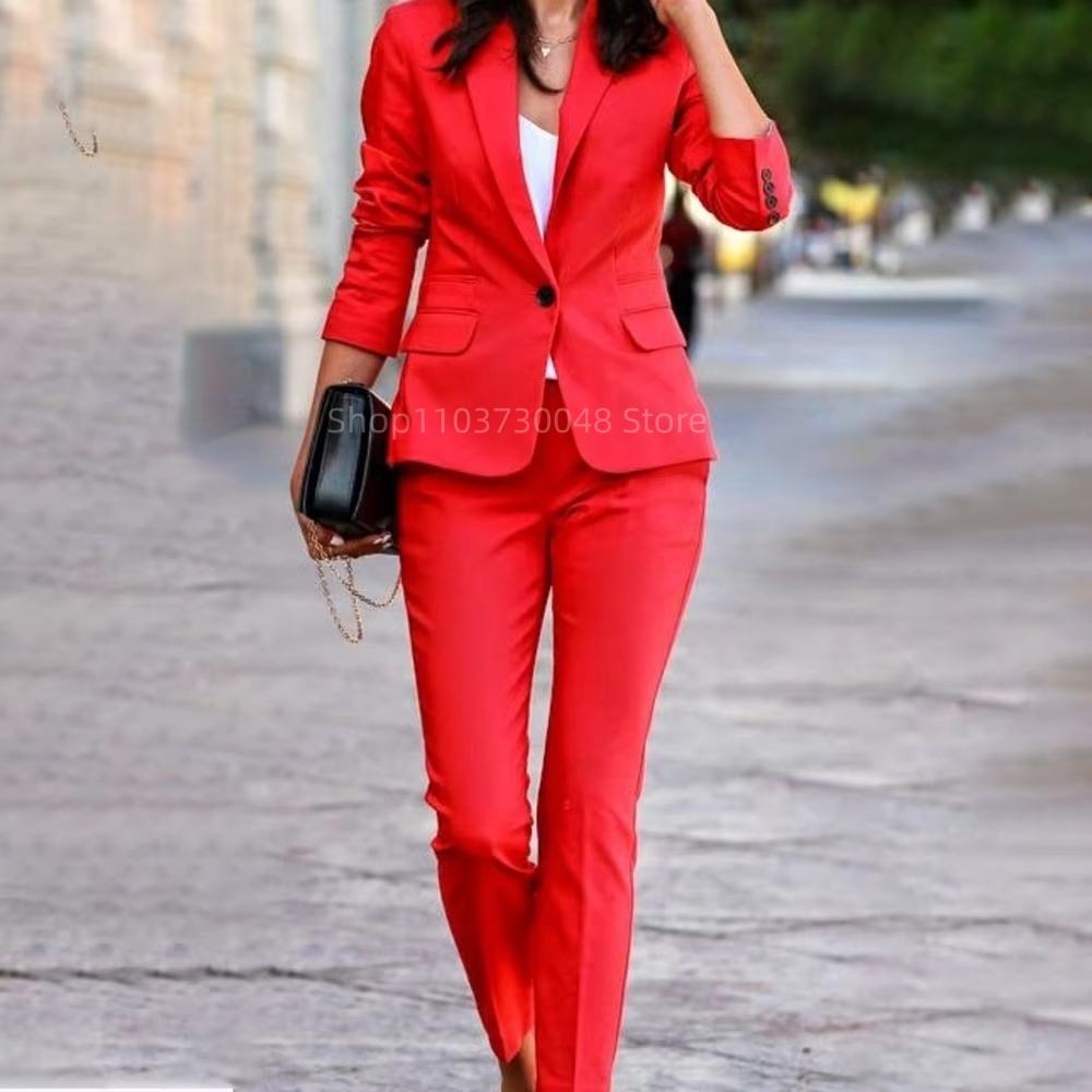 แฟชั่นชุดสูทสตรีสำหรับออฟฟิศ เ - Women'S Red Formal Wear บทวิจารณ์และราคา